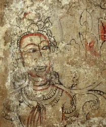 Detail van een vrouwelijke godin uit de crypte van de prang, 1424